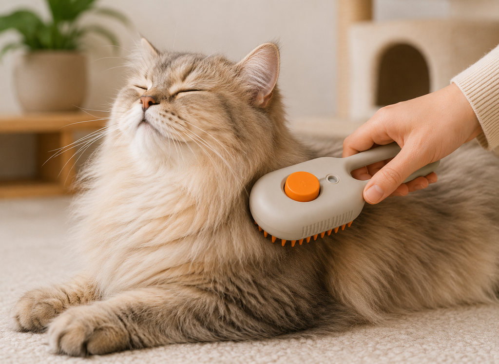 Brosse Vapeur 3-en-1 PawBliss® – Brosse + Vapeur + Massage | Chien & Chat