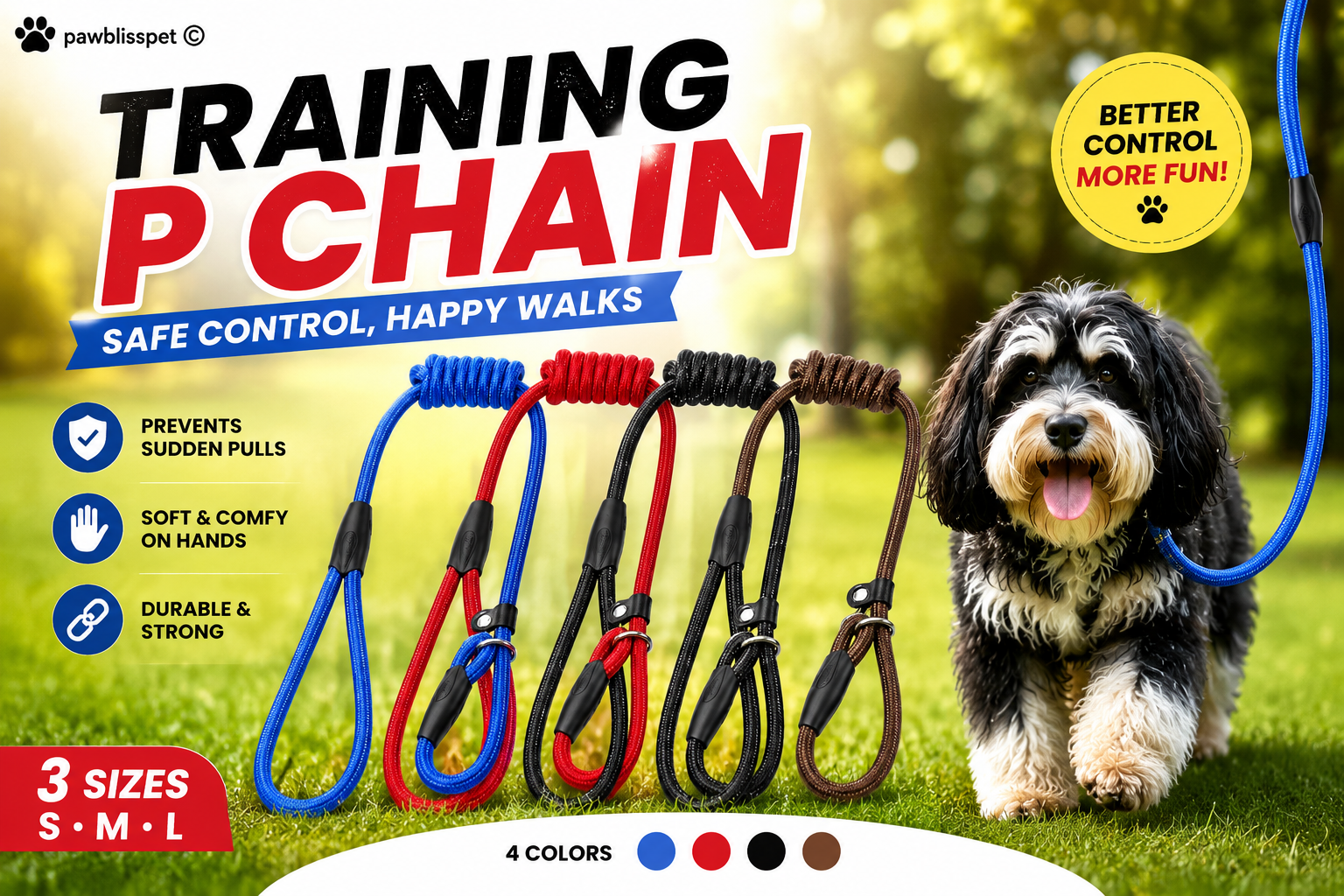 Laisse de Dressage PawBliss™ Pro – Contrôle Anti-Traction pour Chaque Promenade