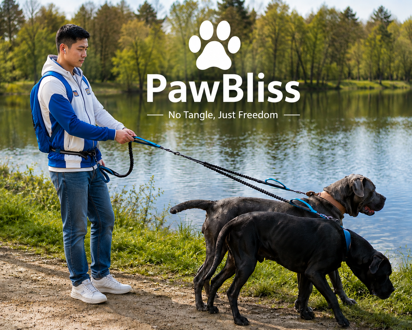 Laisse Double Chien PawBliss | Promenade 2 Chiens Mains Libres