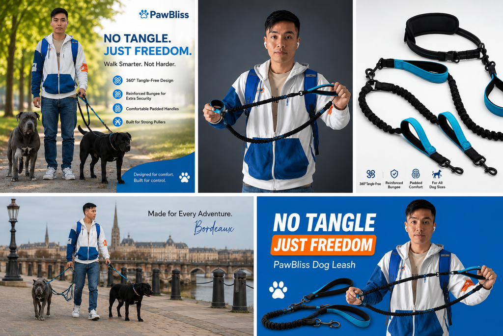 Laisse Double Chien PawBliss | Promenade 2 Chiens Mains Libres