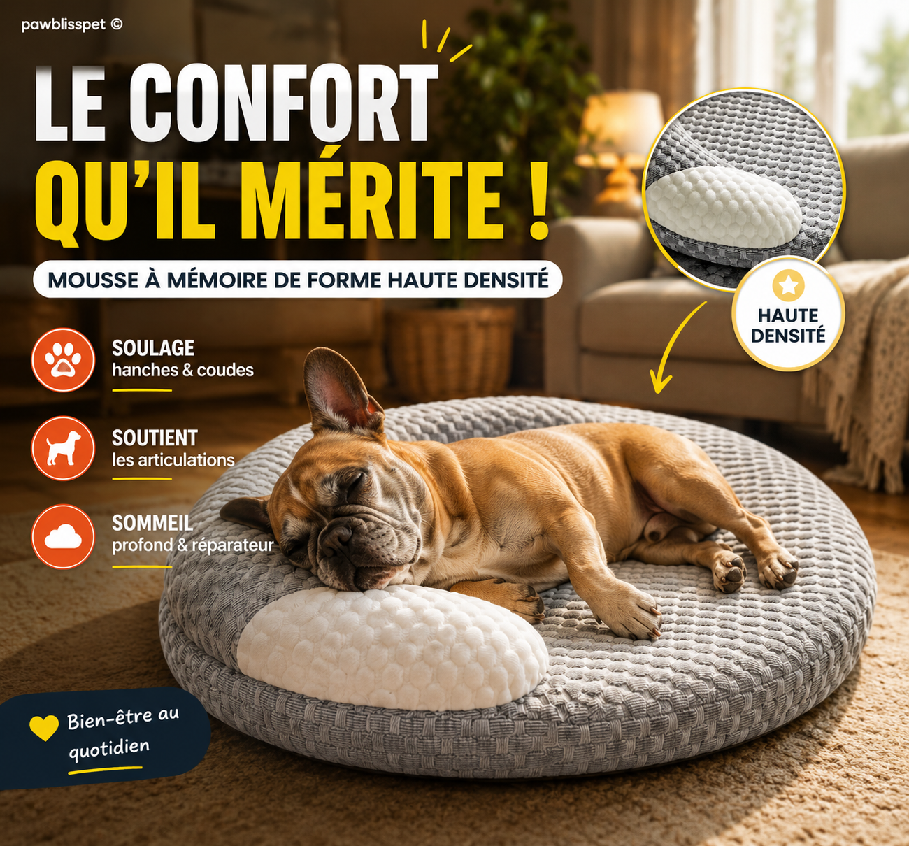 Lit Orthopédique Cooling Memory Foam pour Chien | PawBliss®