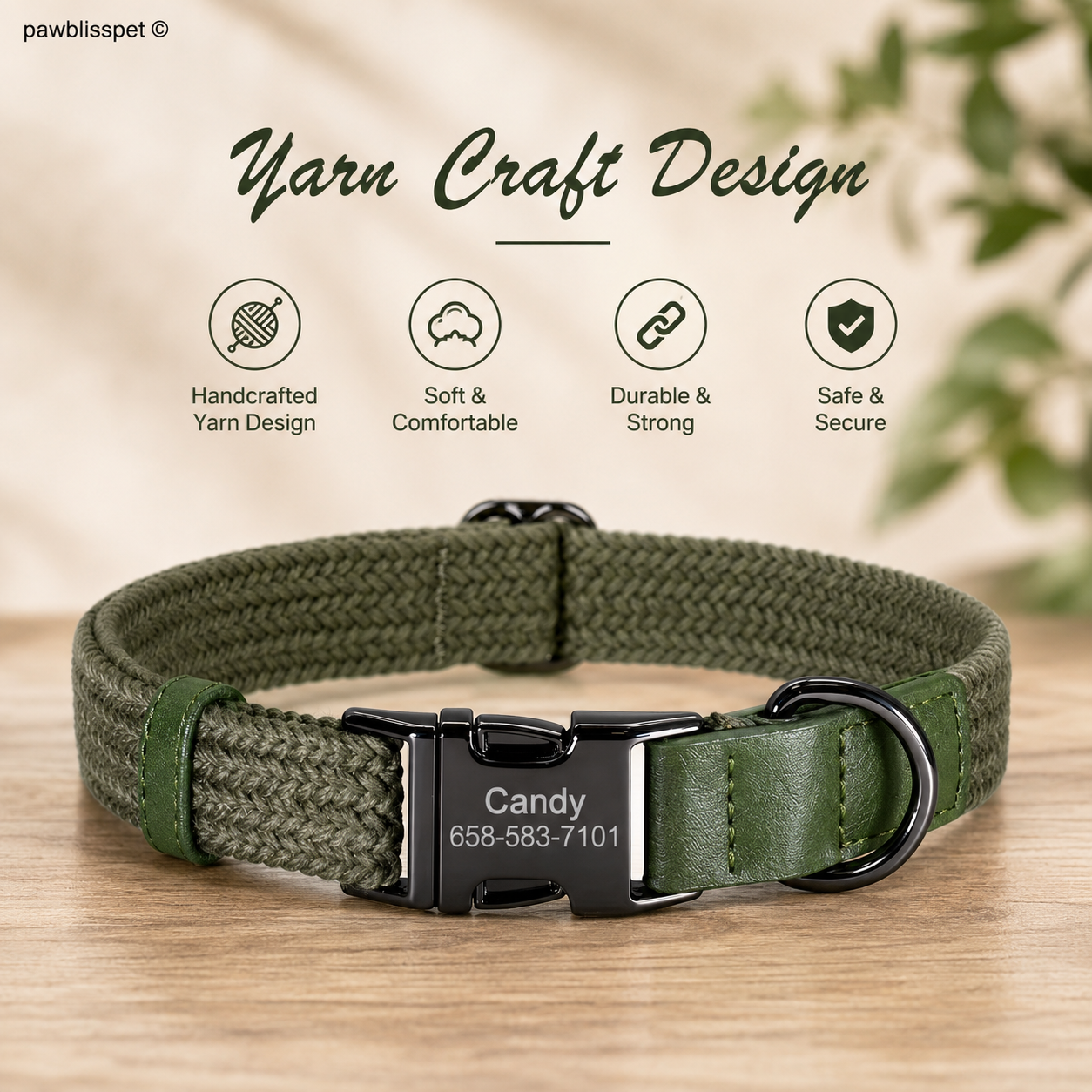 Collier tissé PawBliss avec nom personnalisé brodé (vue 3)