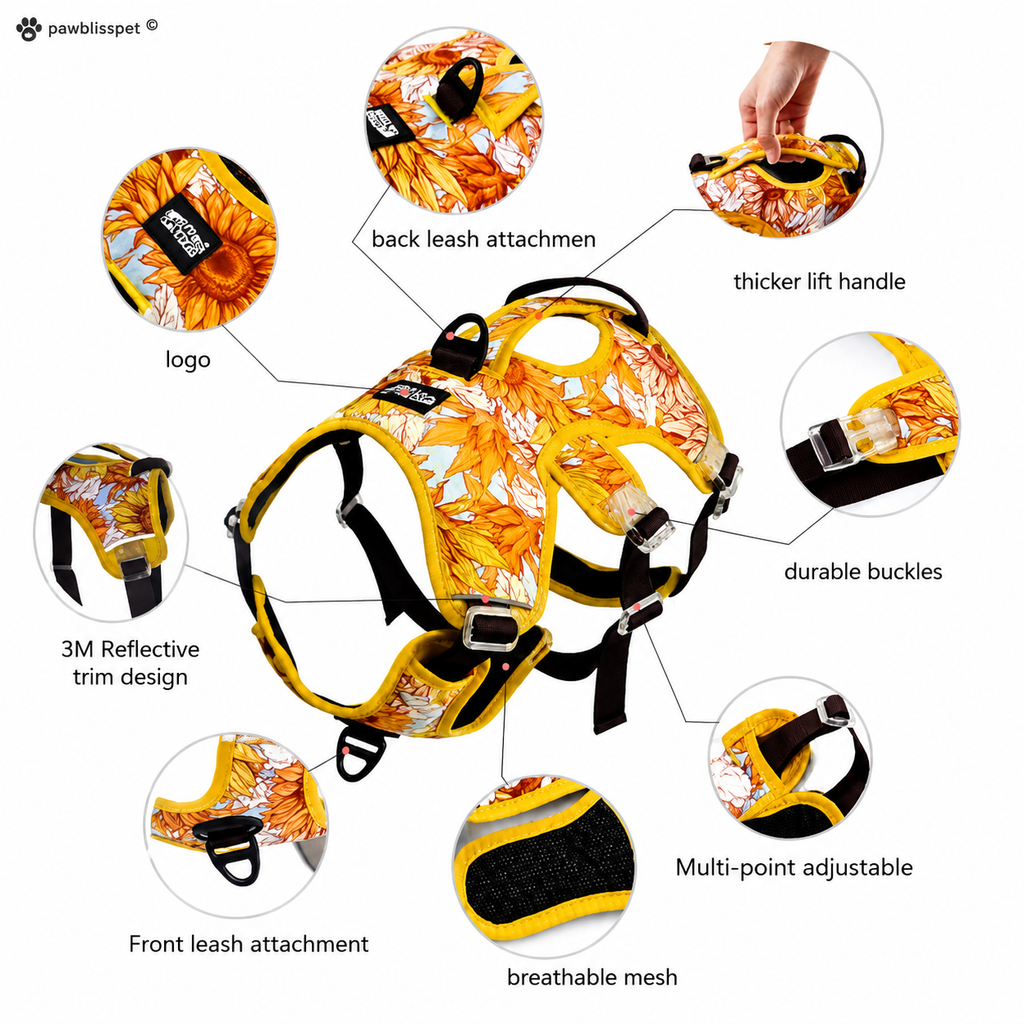 PawBliss™ No-Pull Dog Harness | Adjustable S–XL, Comfort & Control
