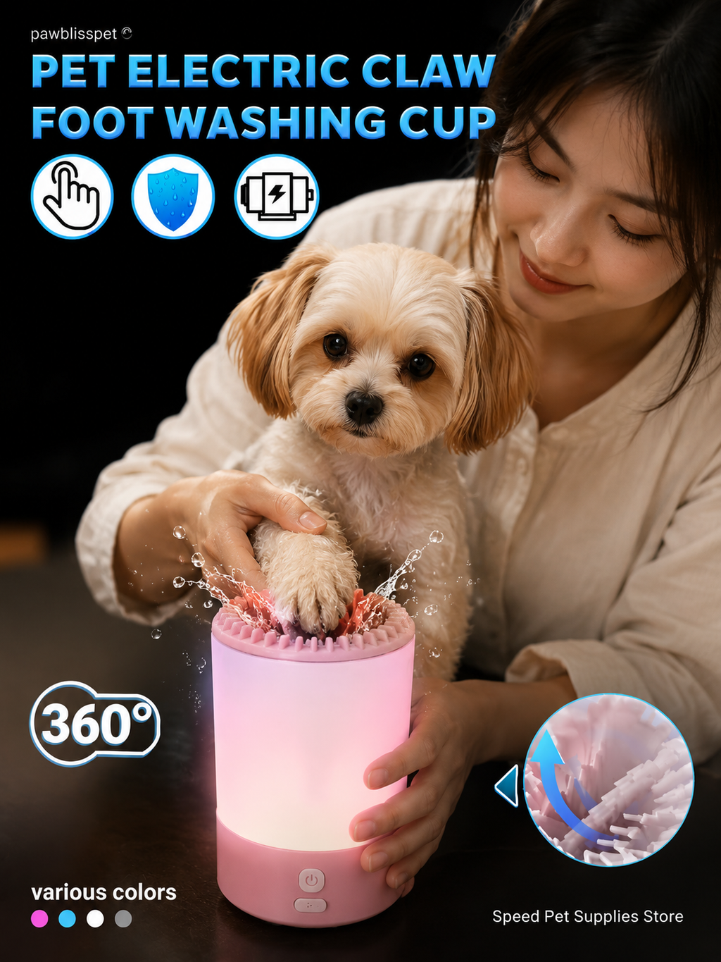PawBliss Electric Paw Cleaner | 360° Auto-Rotation for Dogs