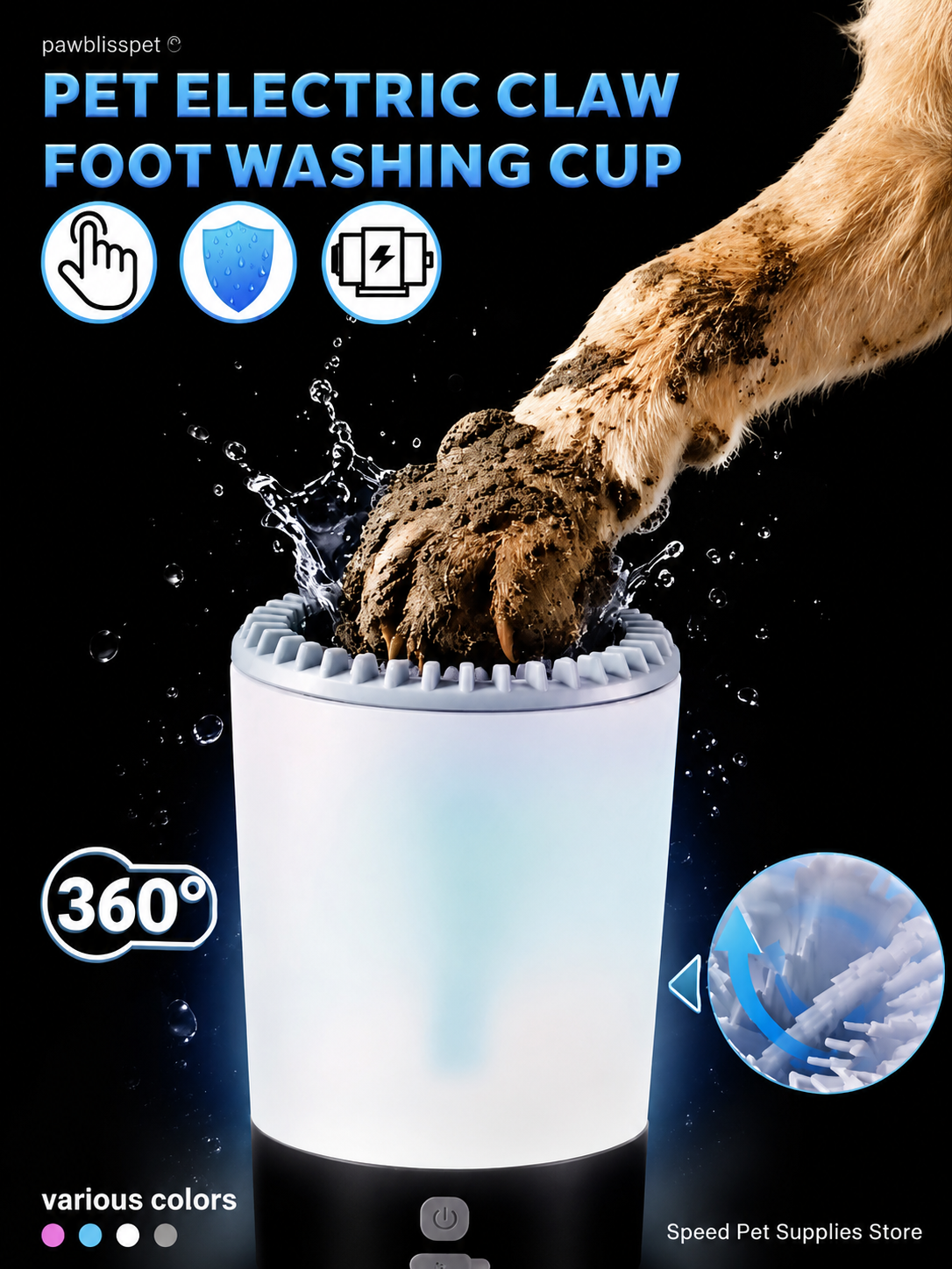 Nettoyeur de Pattes Électrique pour Chien – Rotation 360° | PawBliss