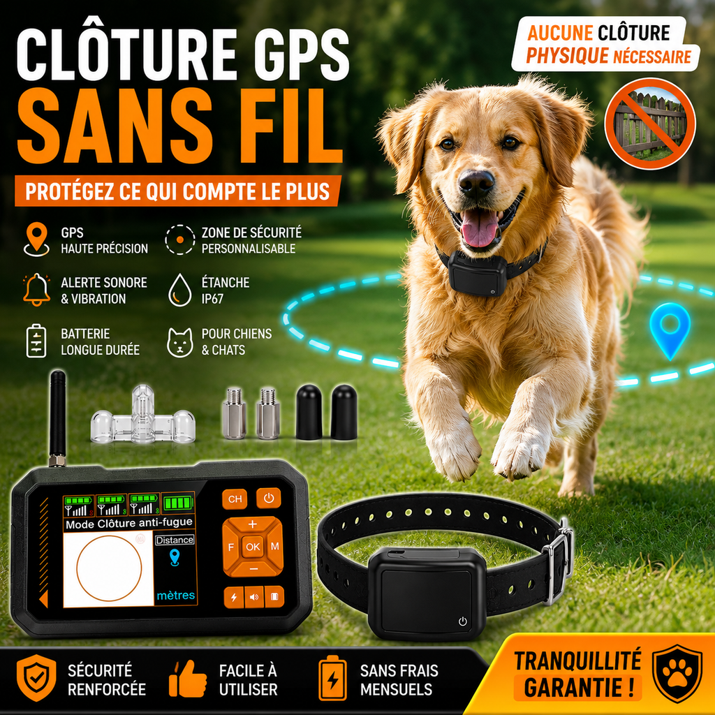 Collier GPS Clôture Virtuelle PawBliss™ – Liberté Sécurisée Sans Laisse | Chien & Chat