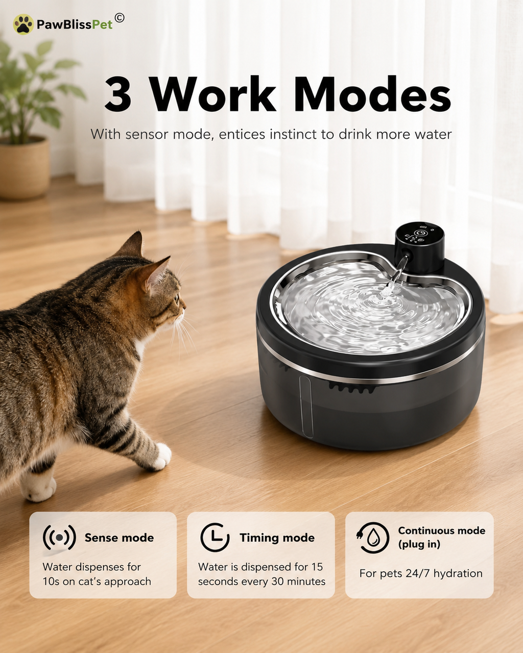 Fontaine à eau PawBliss sans fil rechargeable (vue 6)