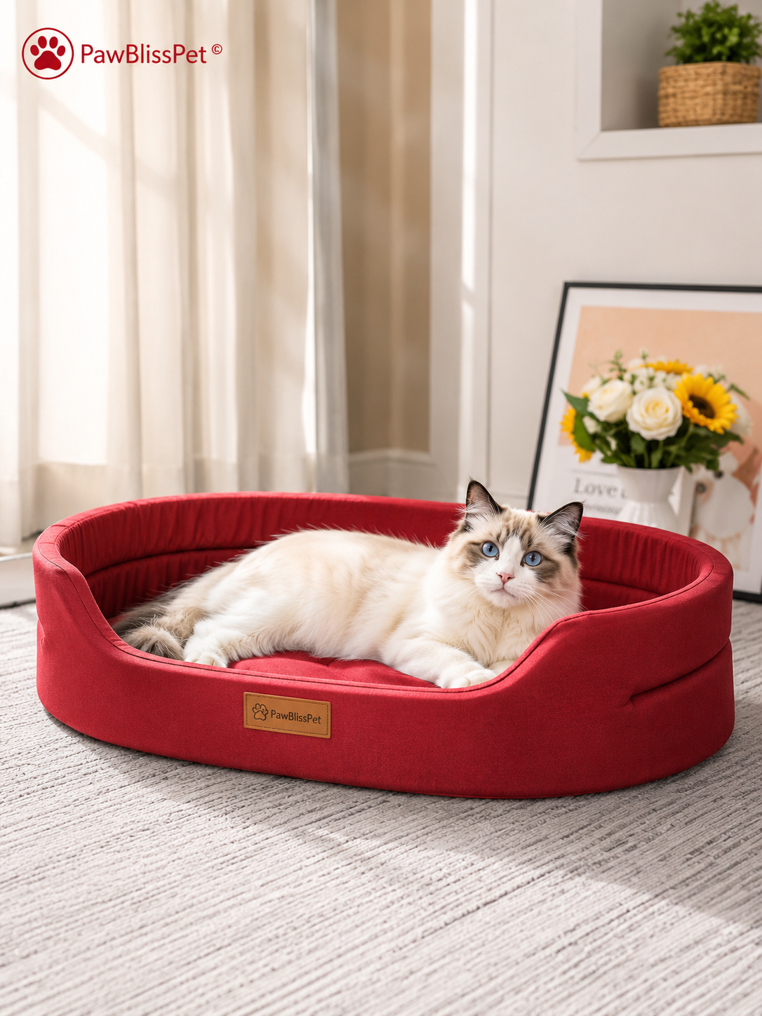 Panier orthopédique PawBliss en mousse à mémoire de forme pour chien et chat