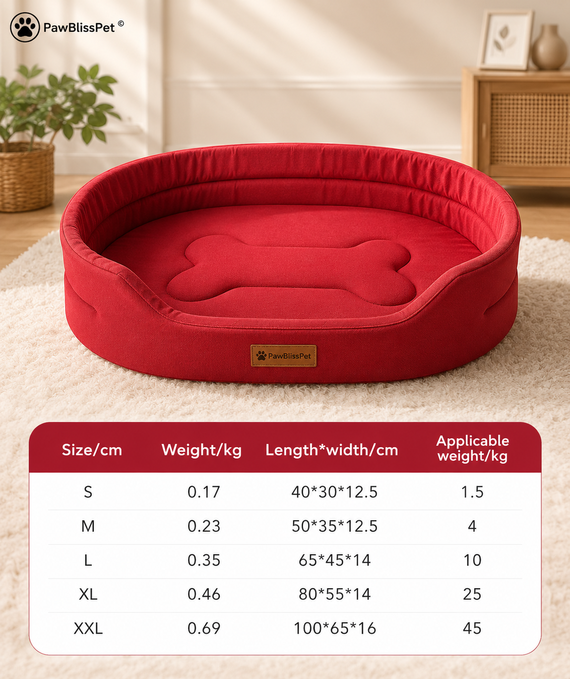 Panier orthopédique PawBliss bords rembourrés (vue 3)