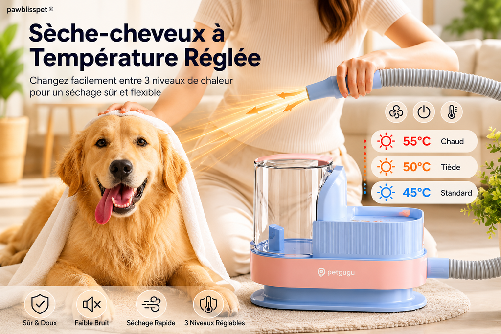 Kit de toilettage professionnel PawBliss avec aspirateur pour chien et chat